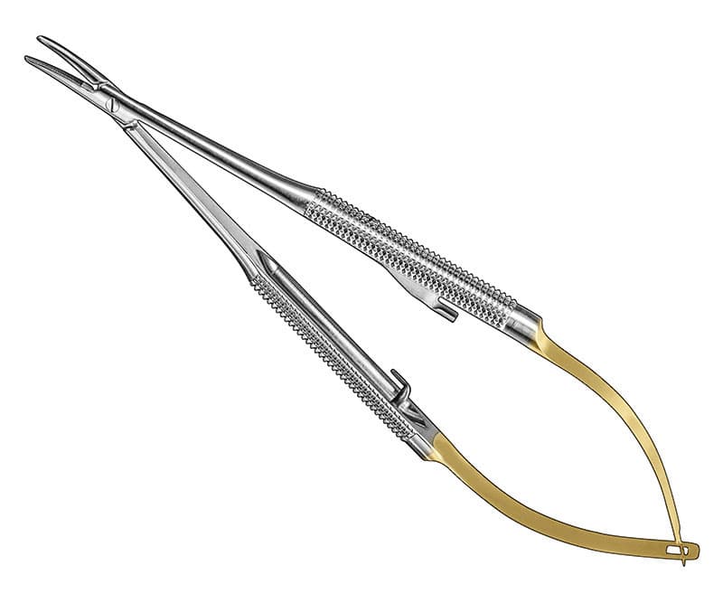 BARRAQUER Micro Needle Holder - 14cm, Curved, TC