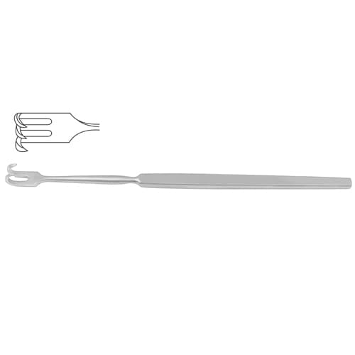 Stainless Steel Wound Retractor with 3 Sharp Prongs - Small Curve 16.5 cm