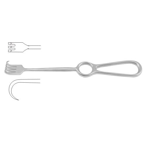 Kocher Retractor with 3 Sharp Prongs, 22 cm (8 3/4 inches) - Stainless Steel