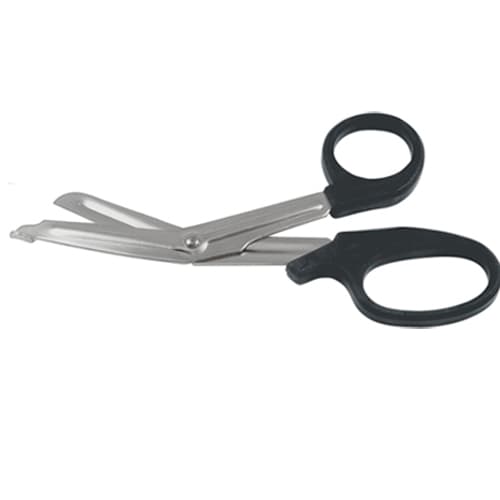 Precision Black Universal Bandage Scissors with Ergonomic Plastic Handle