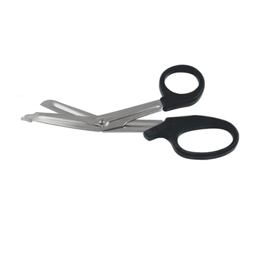 Universal Stainless Steel Bandage Scissors with Red Plastic Handle - 14.5 cm (5 3/4 inches)