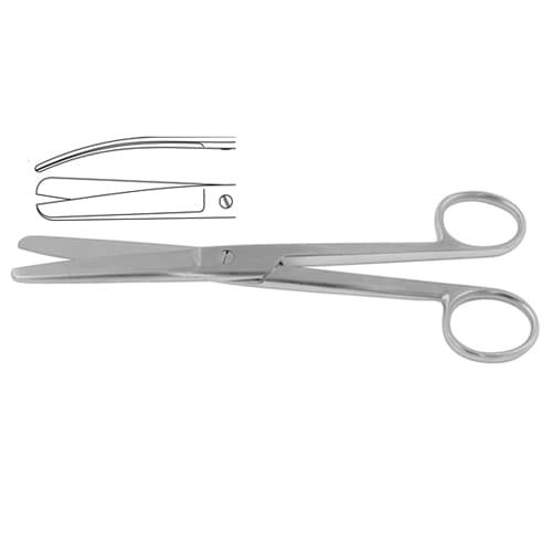 Doyen Gynecological Scissors - Curved, Stainless Steel, 18.5 cm