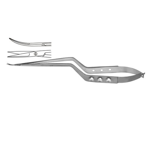 Bayonet-Shaped Micro Scissors - Curved Downwards, 18.5 cm (7 ¼ inches)