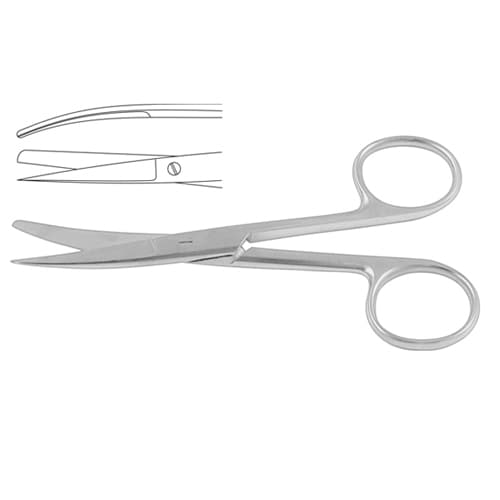 Precision Curved Operating Scissors - Sharp/Blunt 12 cm (4 3/4 inch) Stainless Steel