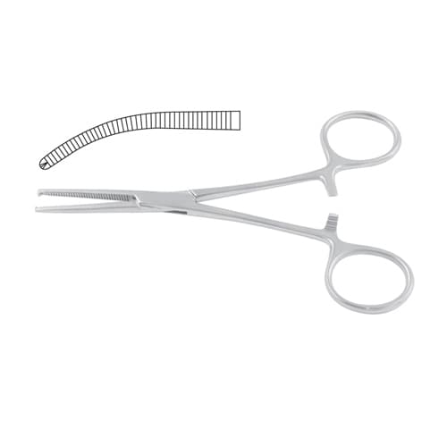 Kocher-Nippon Curved Haemostatic Forceps with 1 x 2 Teeth - 14.5 cm (5 3/4 inch)