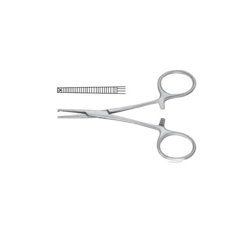 Terrier Hemostatic Forceps - Precision 1x2 Teeth, 8.5 cm (3 1/8 in) - Stainless Steel