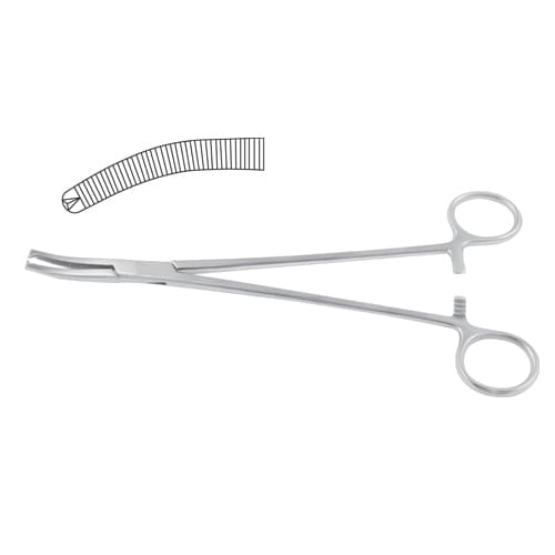 Wertheim Hysterectomy Forcep, Curved - 1 x 2 Teeth, 22.5 cm - 8 3/4 inches