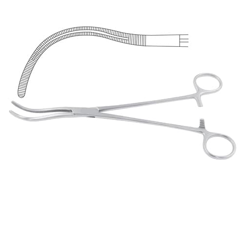 Premium Stille Kidney Pedicle Clamp - Stainless Steel, 23 cm Curved Grooved