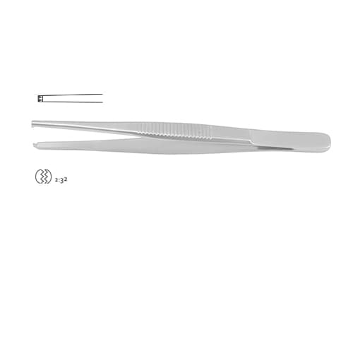Precision Dissecting Forceps with 2 x 3 Teeth - 13 cm (5 inches)
