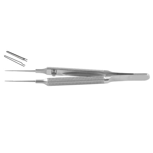 Tennant Curved Suture Tying Forceps with Round Handle and Guide Pin - Extra Delicate Smooth Jaws